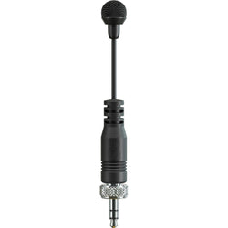 Sennheiser MKE Mini lavalier microphone clipped to clothing for high-quality audio recording and speech clarity.