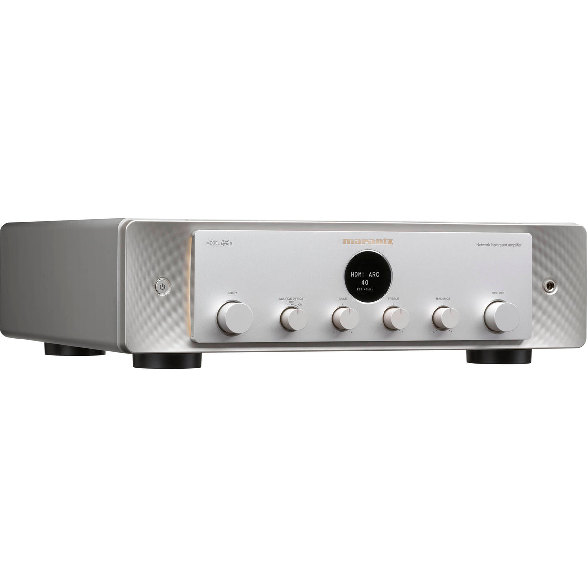 Marantz MODEL 40n stereo amplifier with sleek design, buttons, and knobs for high-quality audio output.
