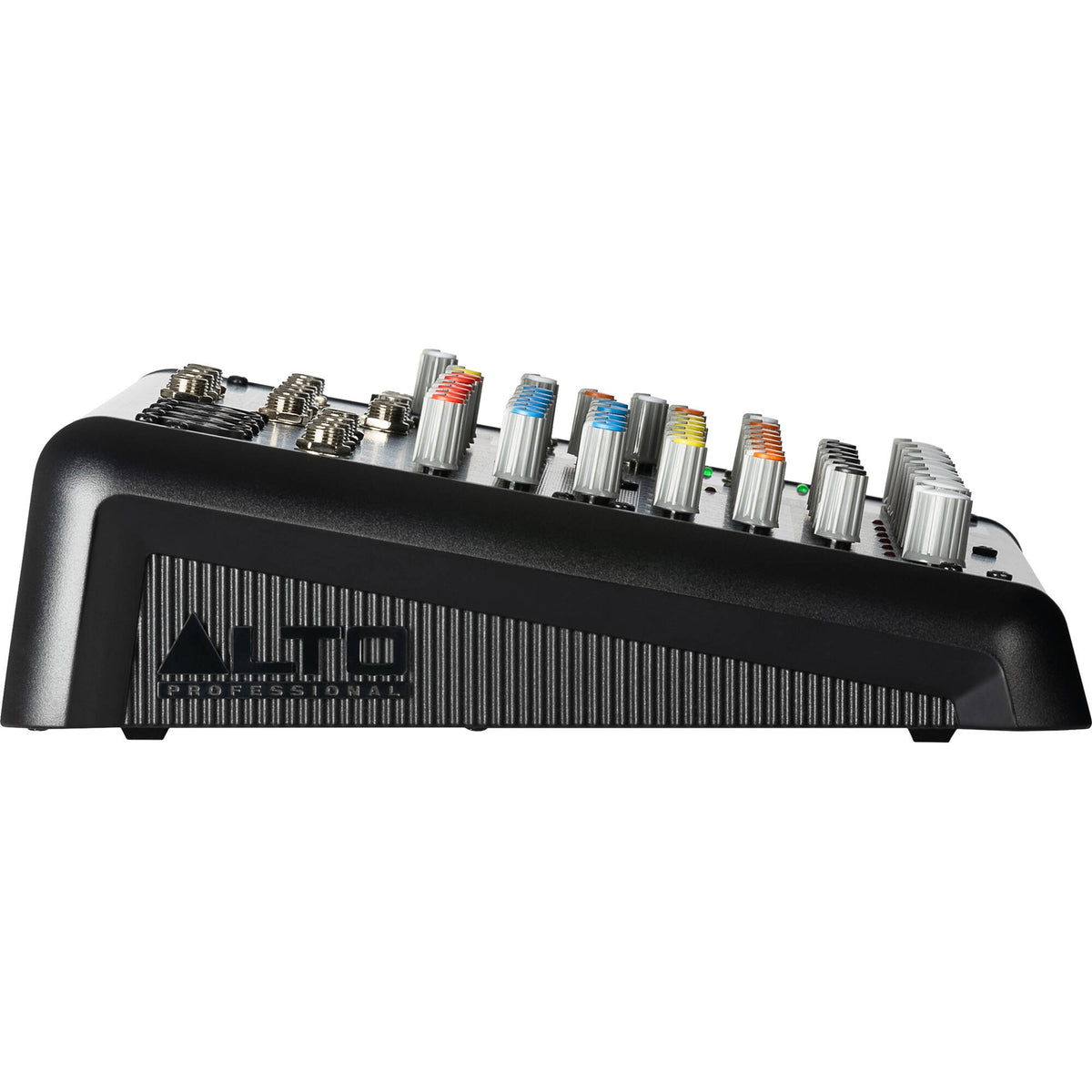 Alto Professional TrueMix 800FX analog mixer with multiple input channels and control knobs for sound mixing.