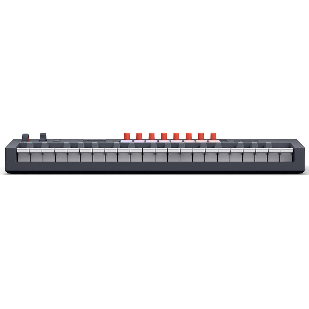 Novation FLkey 2 49 MIDI keyboard with 49 velocity-sensitive keys and control knobs, designed for music production and performance.