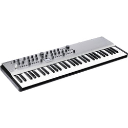 Modal Electronics Carbon8X synthesizer with a sleek black design, featuring control knobs and a digital display.