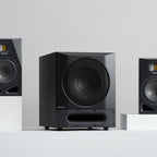 Adam Audio Sub10 PRO subwoofer with ADAM Audio A Series monitors in a studio setup