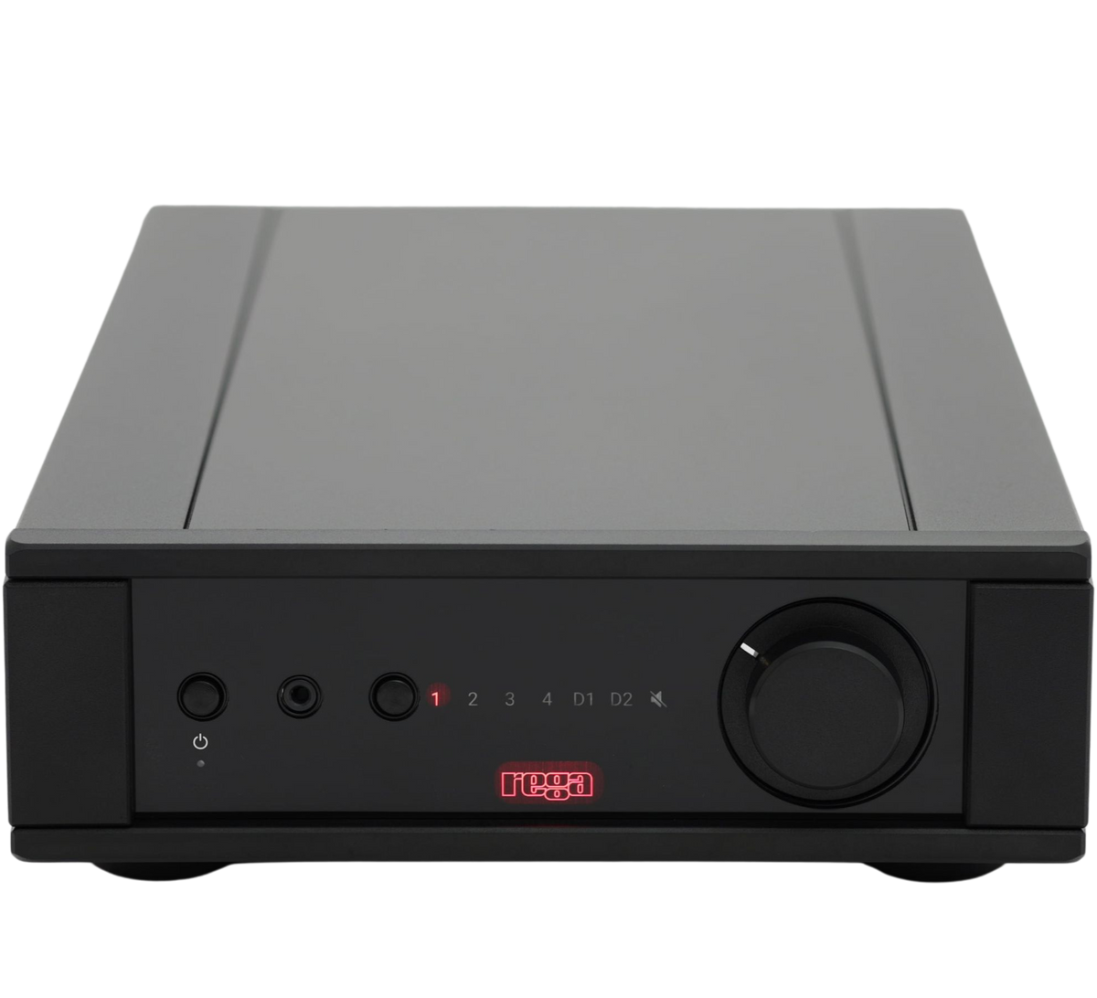 Rega Brio MK7 phono preamp with sleek design, featuring input and output connections for high-quality audio listening.