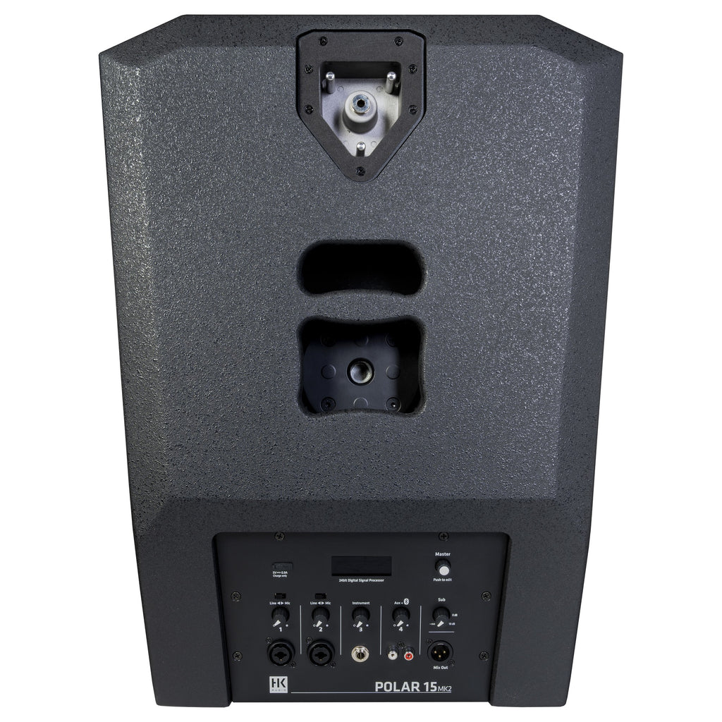 HK Audio POLAR 15 MK2 subwoofer top with column socket and mixer panel