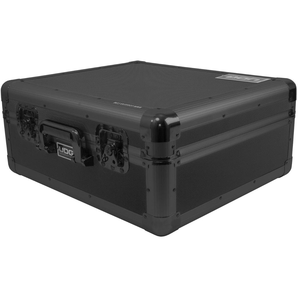 Black UDG Ultimate Pick Foam Flight Case for multi-format turntables, showcasing durable design and protective foam interior.